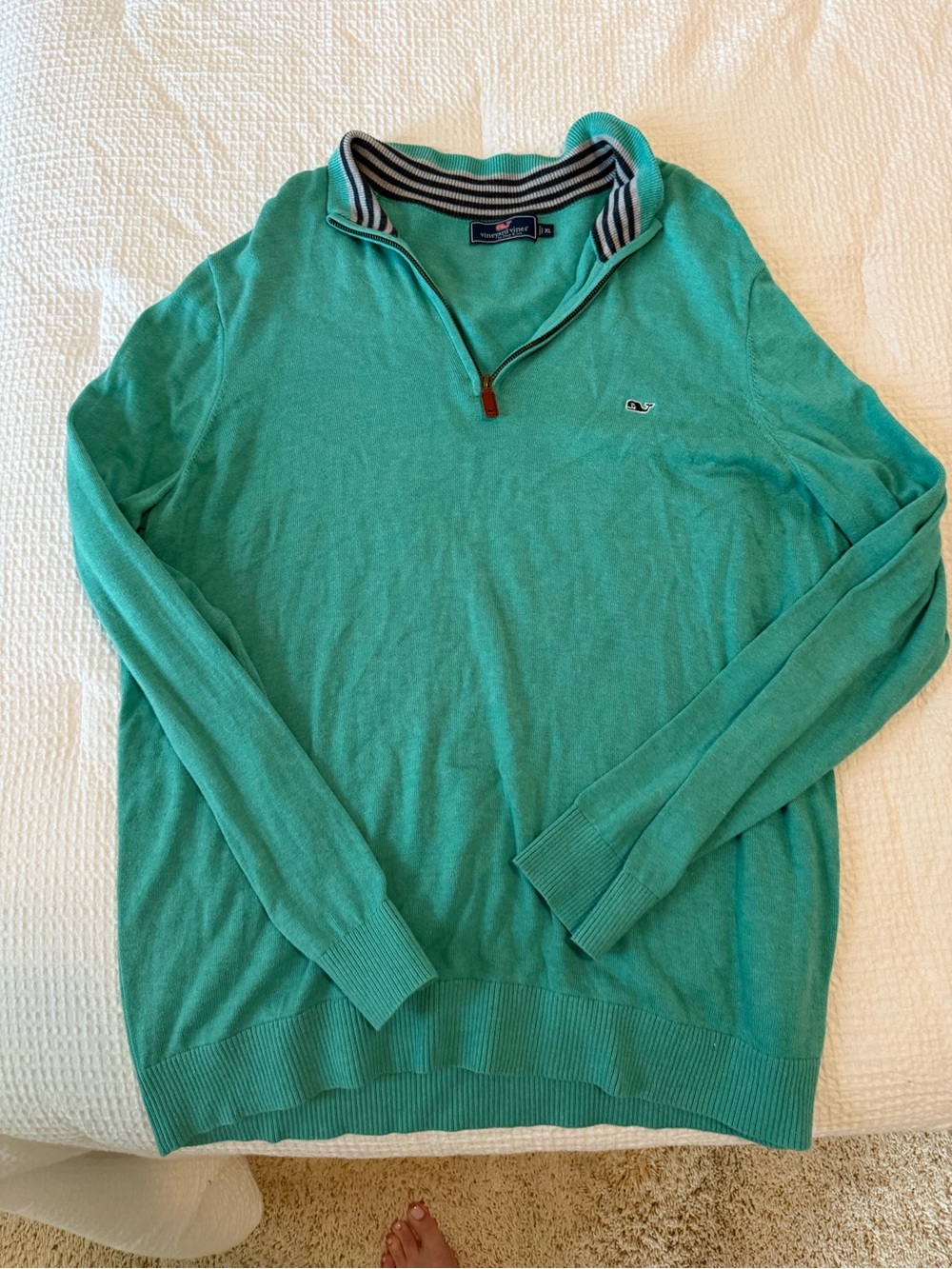 Vineyard Vines Men's Seafoam Quarter-Zip Sweater XL